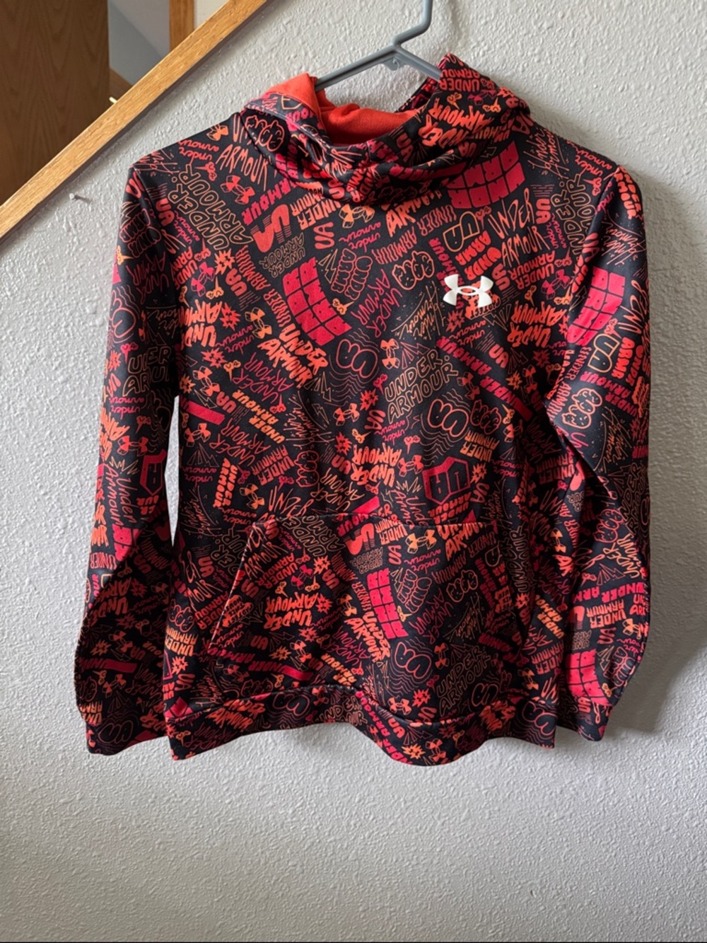 Under Armour Black Hoodie with Red Graphic Print size Large